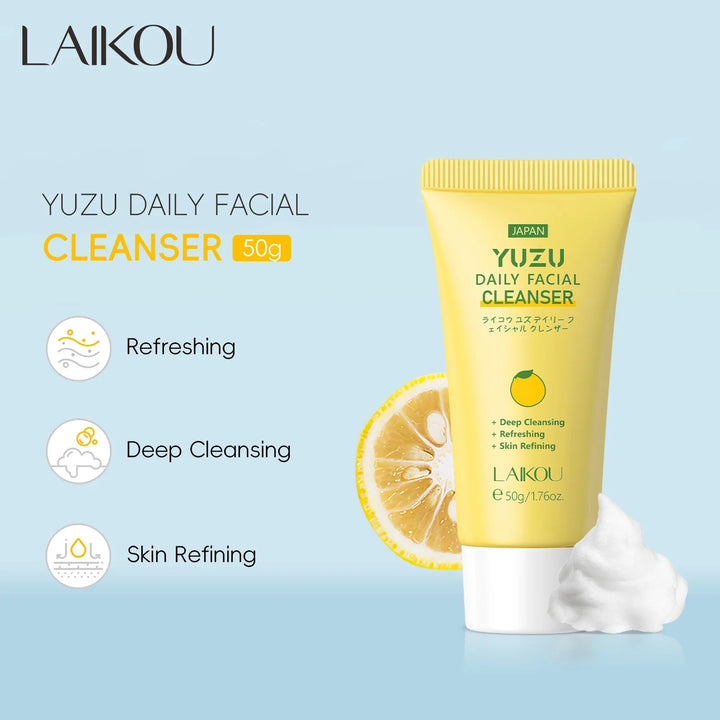 LAIKOU Grapefruit/YUZU Face Cleanser 50g Gentle Deep Cleansing Face Wash Rich Foam Facial Foam Oil Control Moisturizing Cleanser Halalzen