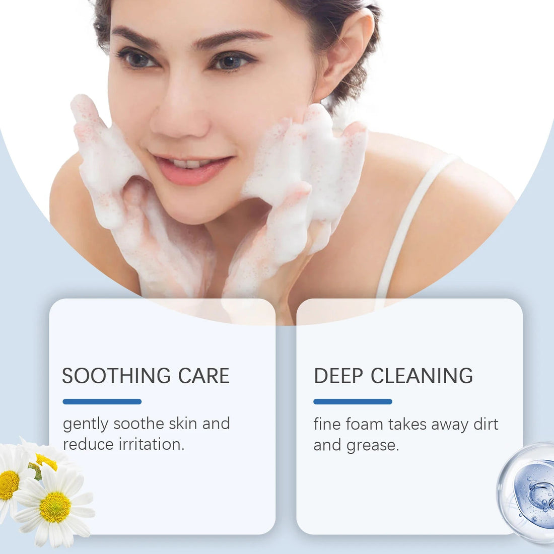 Hyaluronic Acid Cleansing Foam Gentle Moisturizing & Nourishing Oil Control Brightening Rejuvenation Face Wash Foam Face Cleanse Halalzen