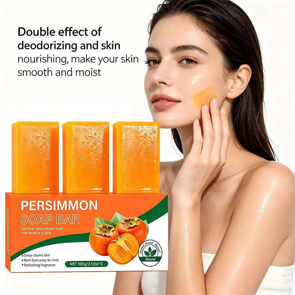 Persimmon Cleansing Soap Bar Exfoliating Brightening Deep Cleansing Deodorizing Soap Nourish Handmade Bath Soap For Skincare