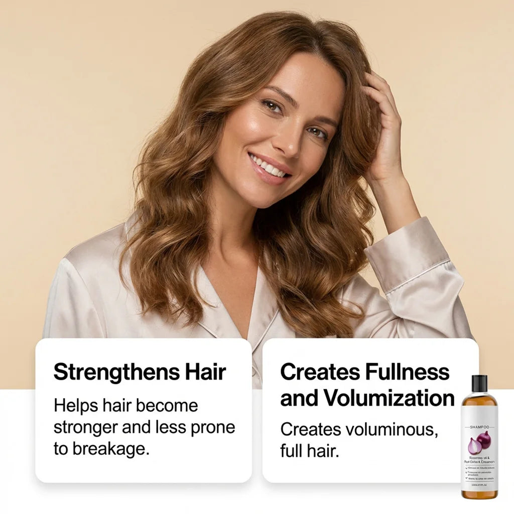 Anti-Frizz Density Shampoo Gentle Rosemary Red Onion Oil Balances Oil Without Over-Drying Smooth Shiny Fluffy Hair Care Shampoo Halalzen