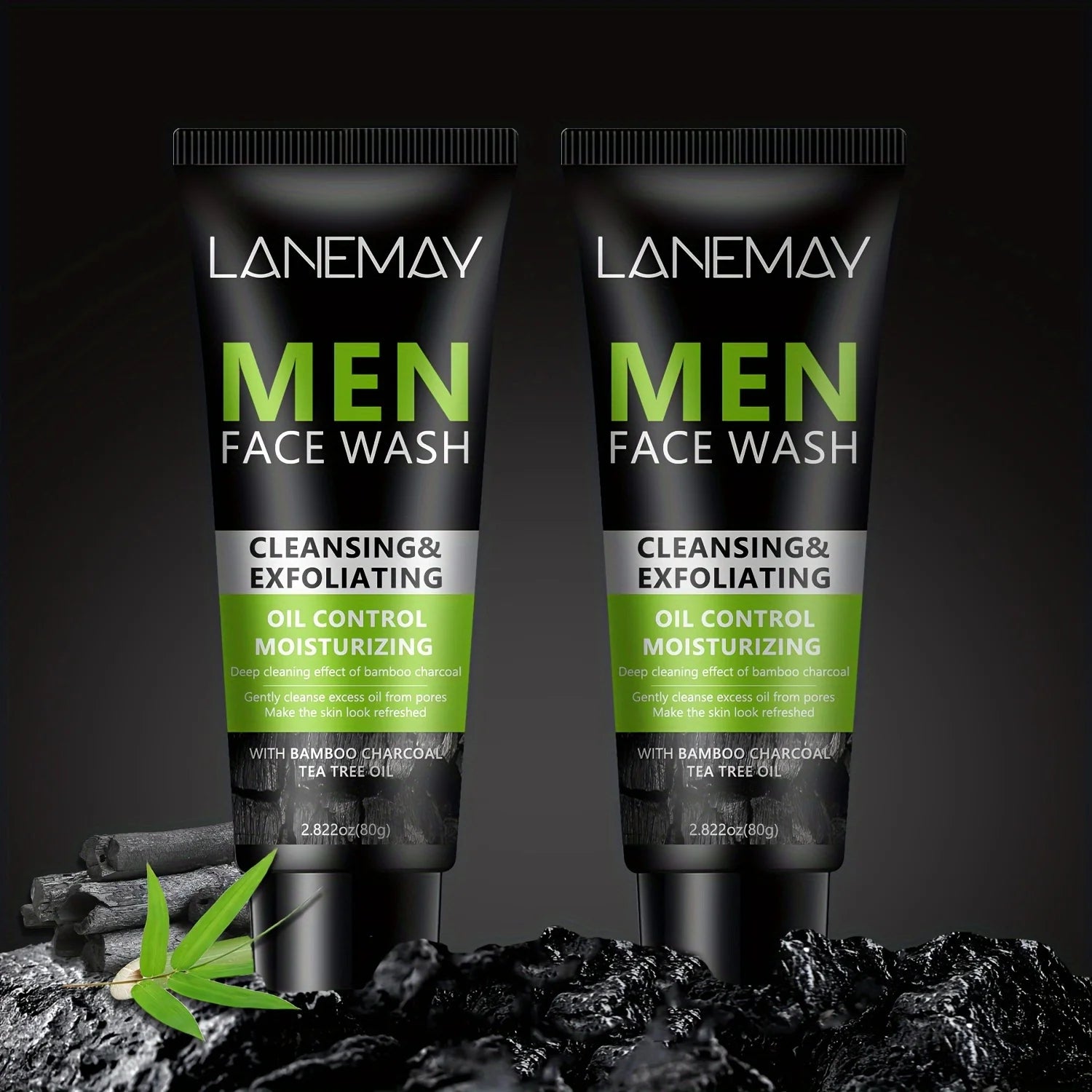 Men Face Wash with Volcanic Mud - Deeply Cleanse Oil from Pores, Control Oil and Exfoliate, Refreshing Face, Moisturize the Face Halalzen