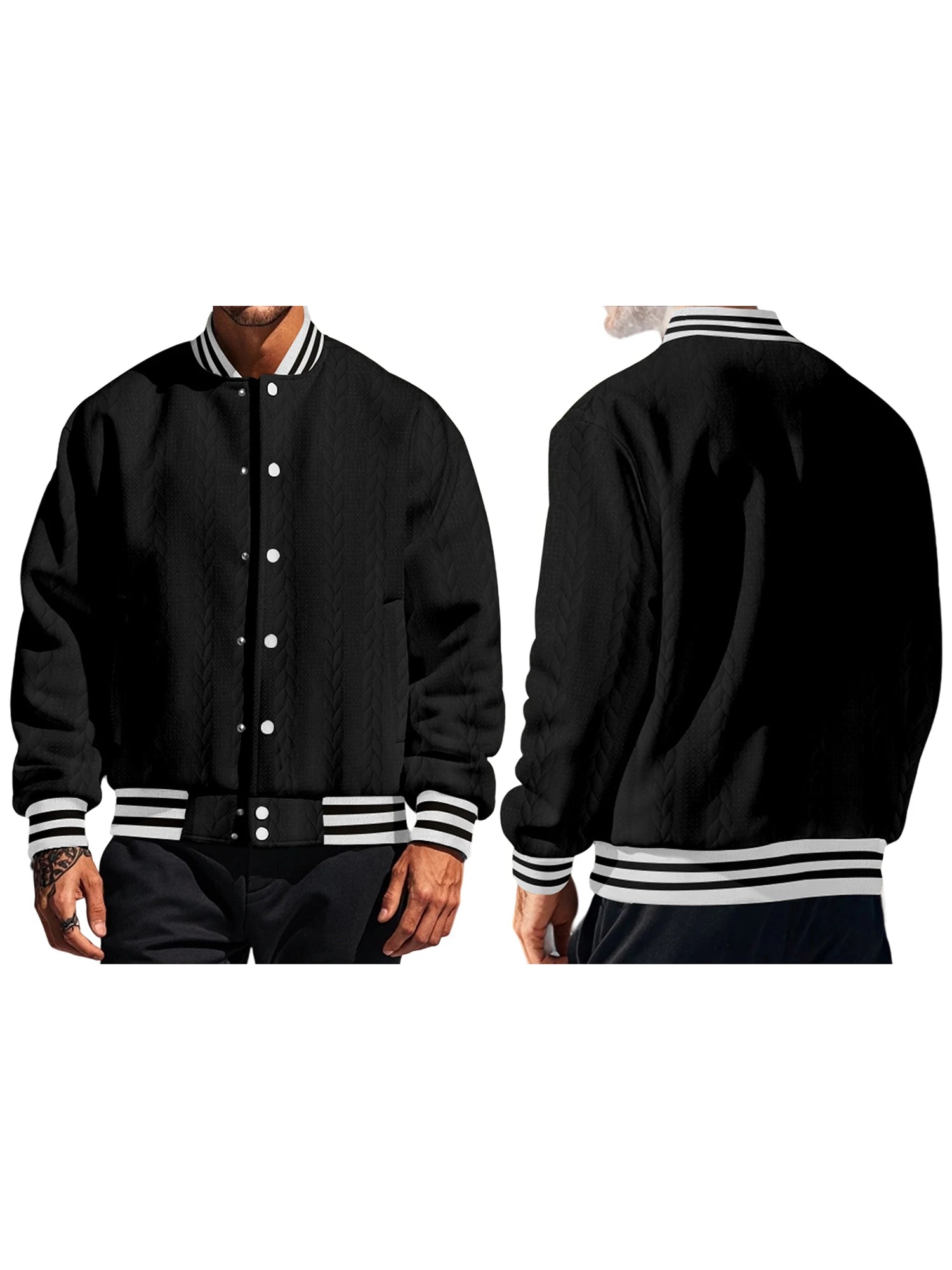 Men s Classic Bomber Jacket with Ribbed Cuffs and Hem Casual Lightweight Zip Up Baseball Coat for Fall Winter