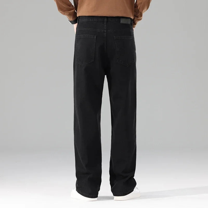 Neue Herren-Jeans für den Herbst, schwarz, lässig, Baggy-Hose, klassisch, gerader Schnitt, bequem, weit geschnitten, Denim-Hose, Herrenbekleidung