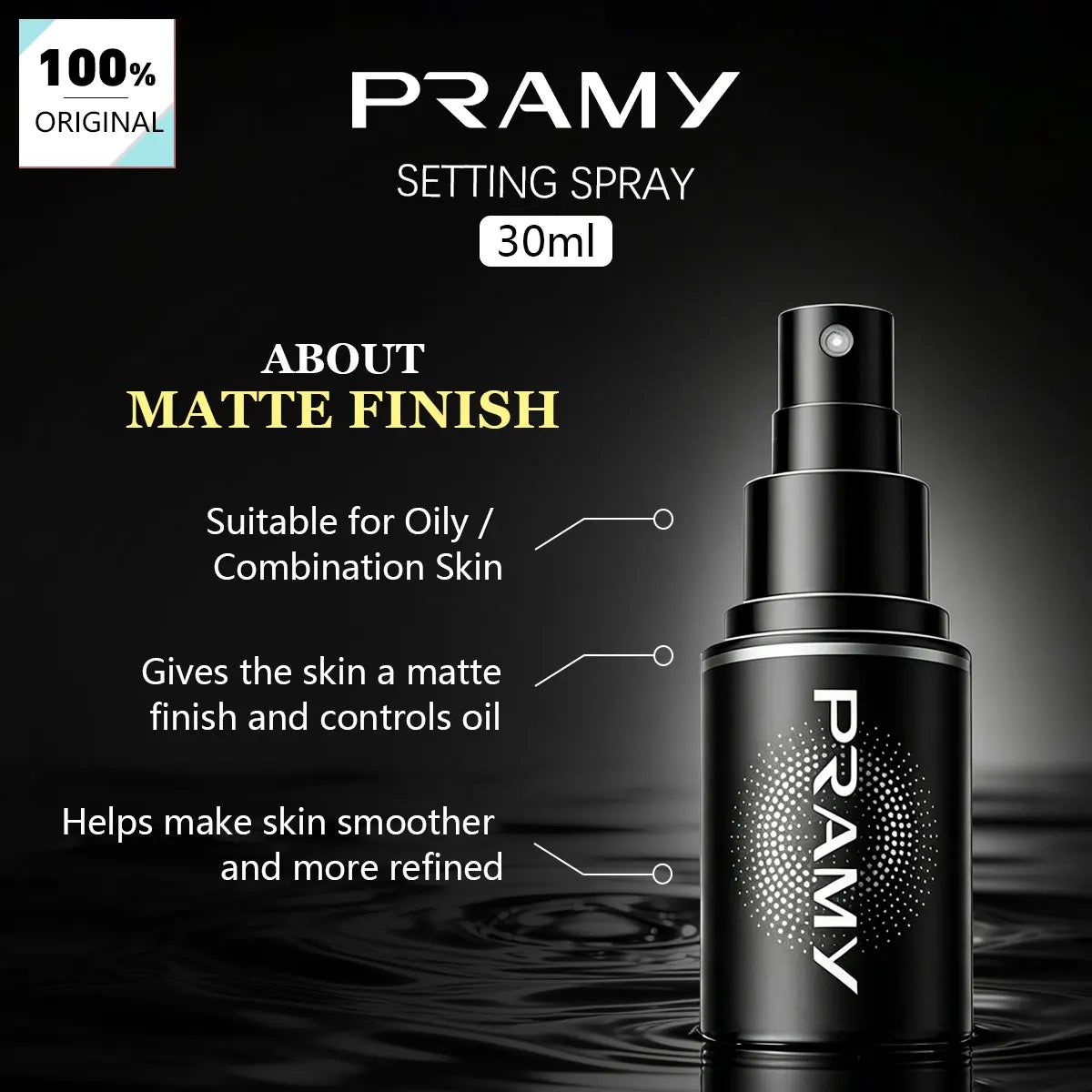 Pramy Moisturizing Makeup Setting Spray Matte Finish,Smoothing Effect&Makeup Lock,Shine Control,Non-Greasy&Quick Setting Mist