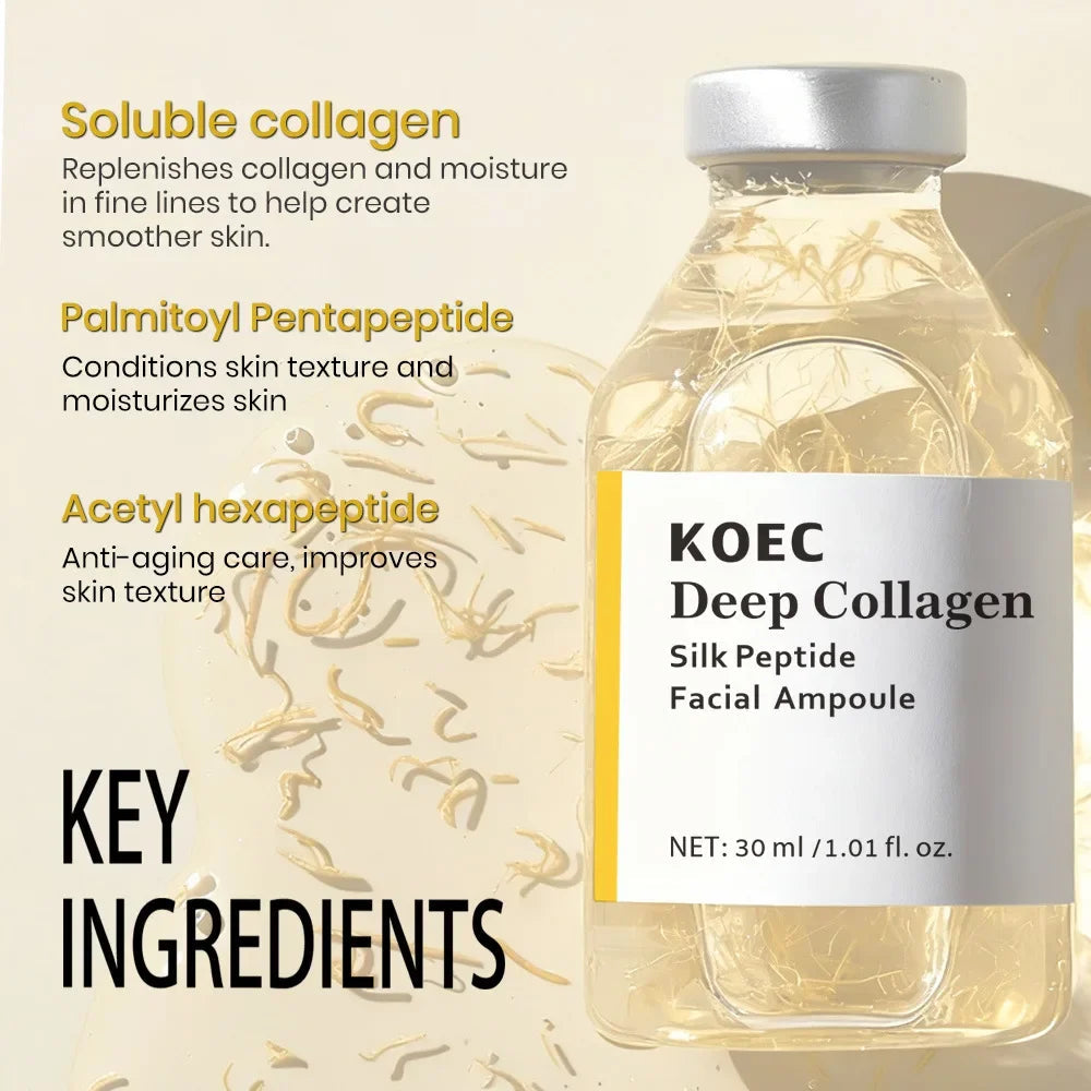 For Face Deep Collagen Silk Peptide Intensive Lifting Ampoule Korean Anti-Aging Serum with Collagen Skin Tightening & Firming Halalzen