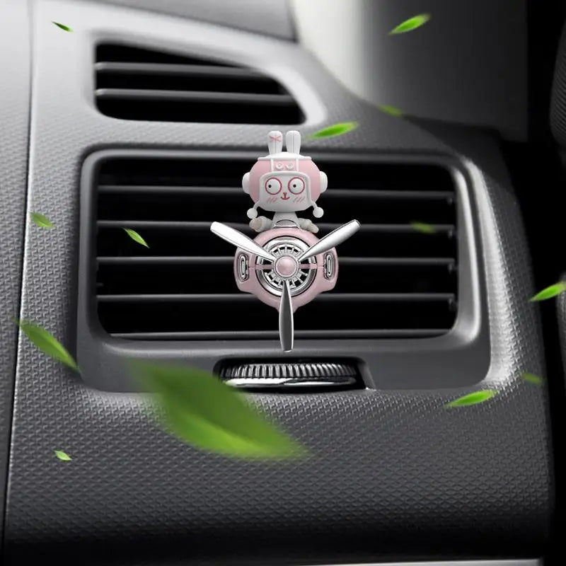 Car Perfume Diffuser Plane Bobblehead Bunny Pilot Aromatherapy Scent Diffuser Automotive Air Outlet Fan Decoration Rotating