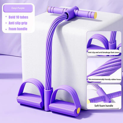 10-Tube Yoga Pedal Puller Woman Resistance Bands Abdomen Waist Arm Training Elastic Pull Rope Fitness Equipment