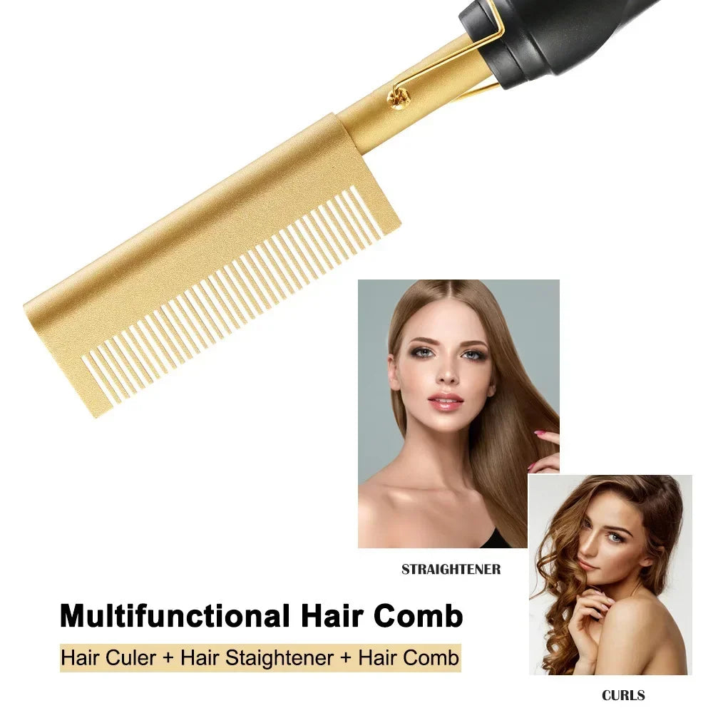 Hot Comb Hair Straightener Brush Hot Comb Pressing Electric Heat Electric Hair Brushes Styling Tools Cepillo Alisador De Cabello Halalzen