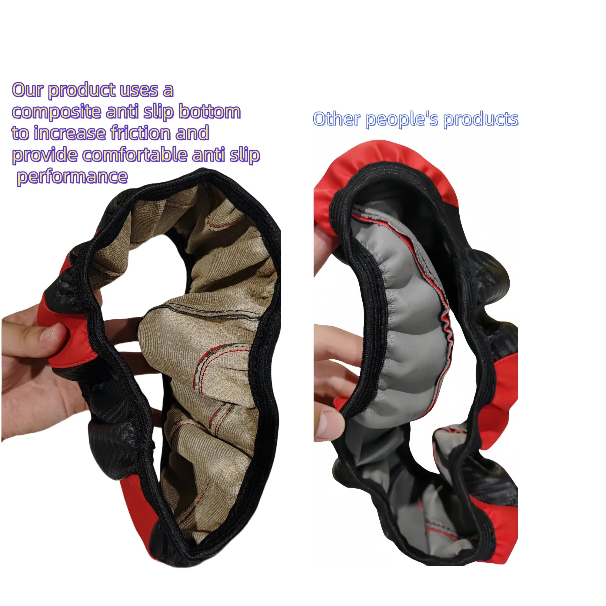 Carbon fiber pattern PU leather steering wheel cover with no inner ring design, full elasticity, anti slip and wear-resistant, m