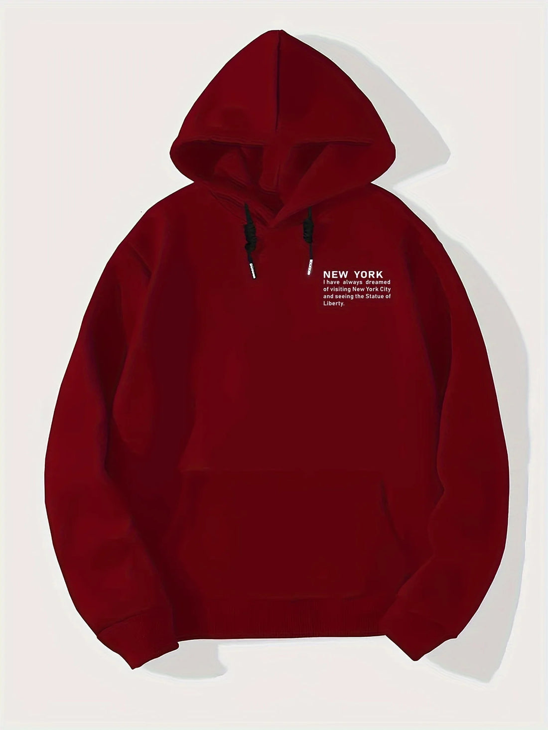 Men's casual pullover hoodie, street style, stretch fabric, lettering print, loose fit