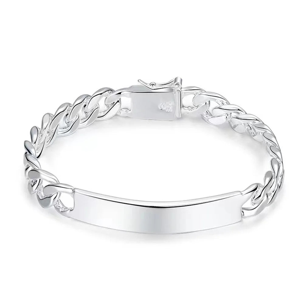 Engravable Name Bracelet Personalized Stainless Steel Mens ID Bracelets Free Engraving Laser Name Date Customize Gift for Father