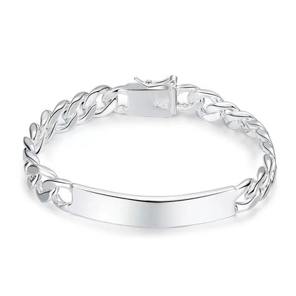 Engravable Name Bracelet Personalized Stainless Steel Mens ID Bracelets Free Engraving Laser Name Date Customize Gift for Father