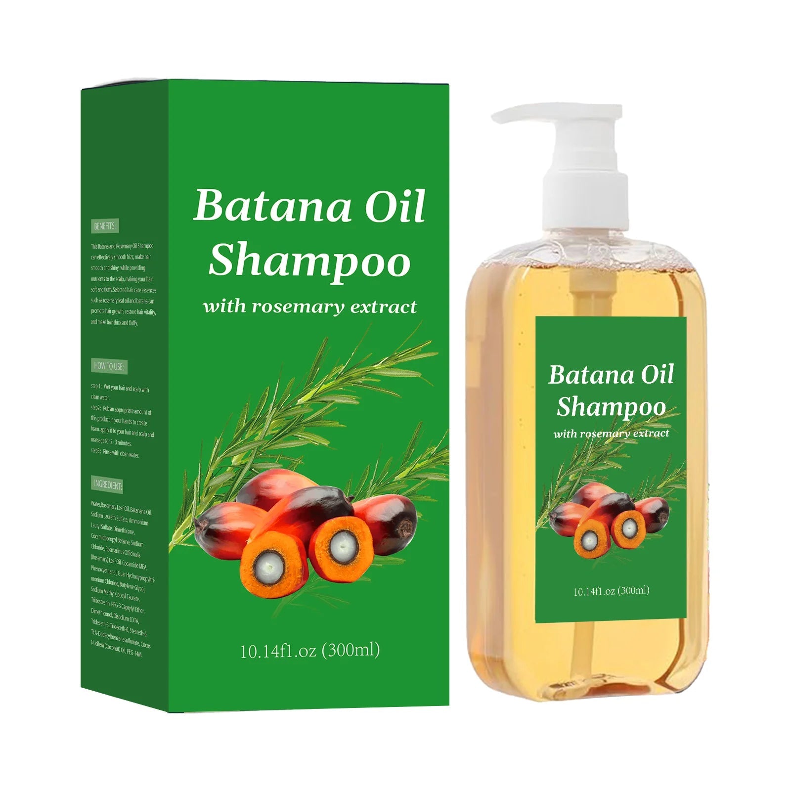300ML Batana Oil Shampoo Nourishing Hair Growth Strengthens Restore Damaged Split Hair Scalp Cleansing Dandruff Control Care Halalzen