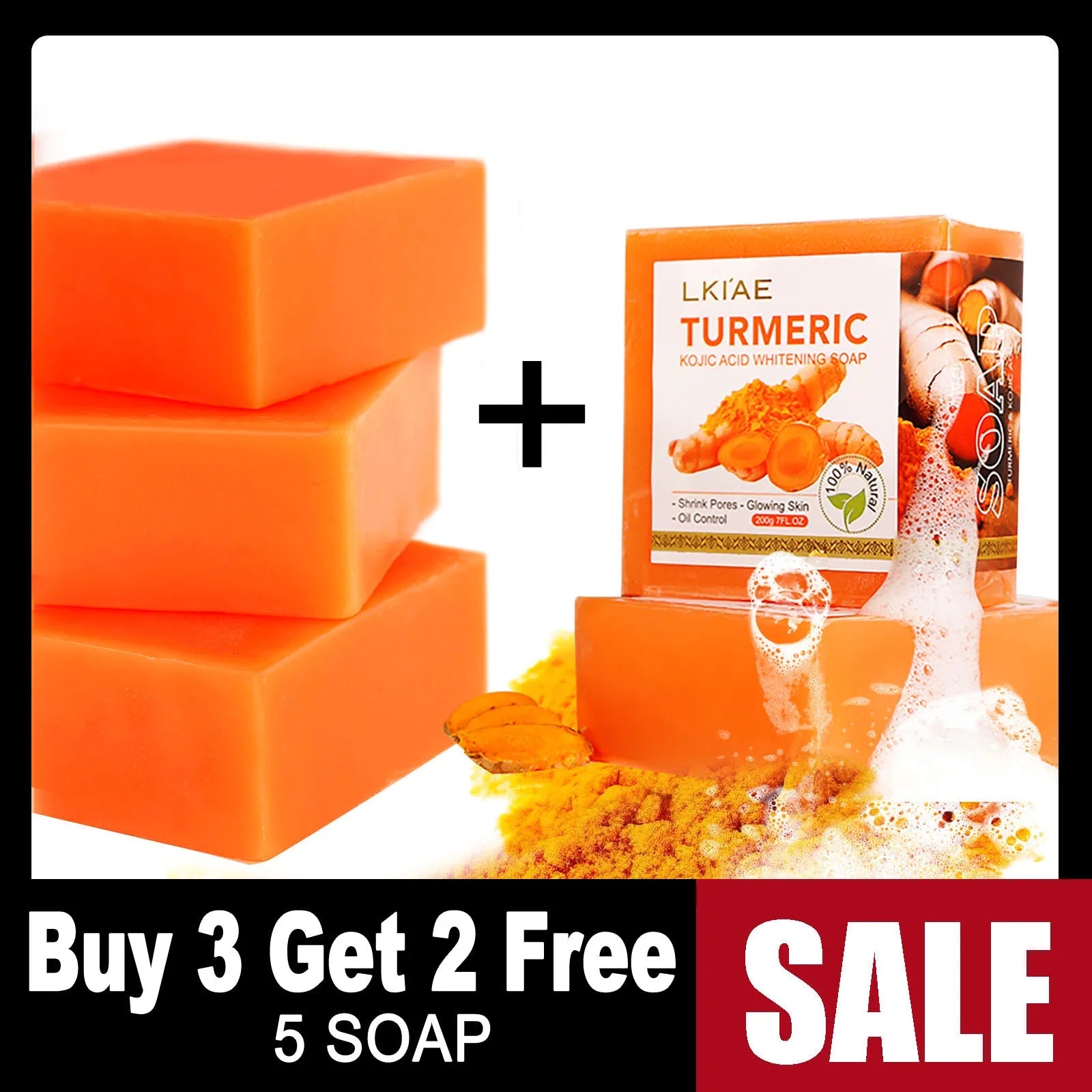 Natural Turmeric Whitening Body Wash, Deeply Clean Skin, Remove Dark Spot, Pimple, Acne, Smooth Skin, For Face & Body Soap Bar Halalzen