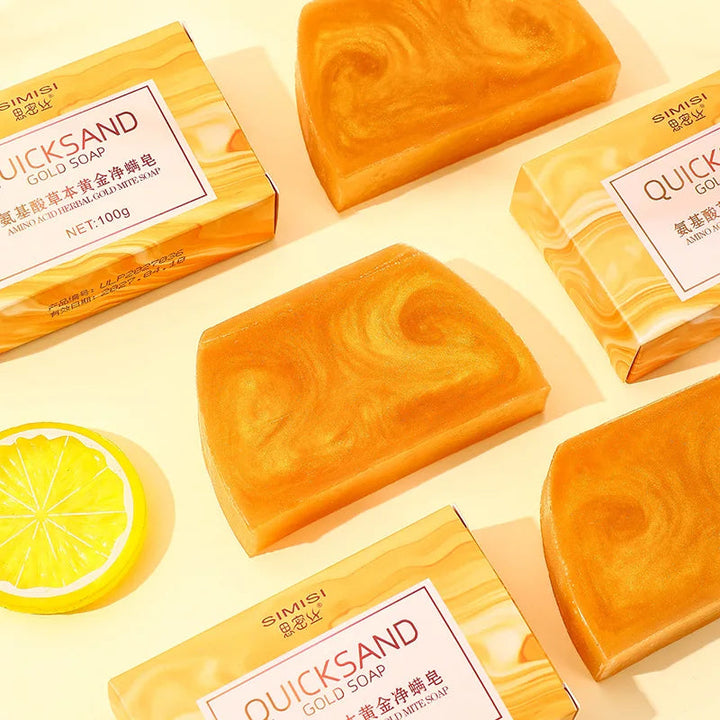 100g Handmade Golden Essential Oil Soap Amino Acid Herbal Gold Cleansing Soap Deep Cleaning and Skin Friendly Halalzen