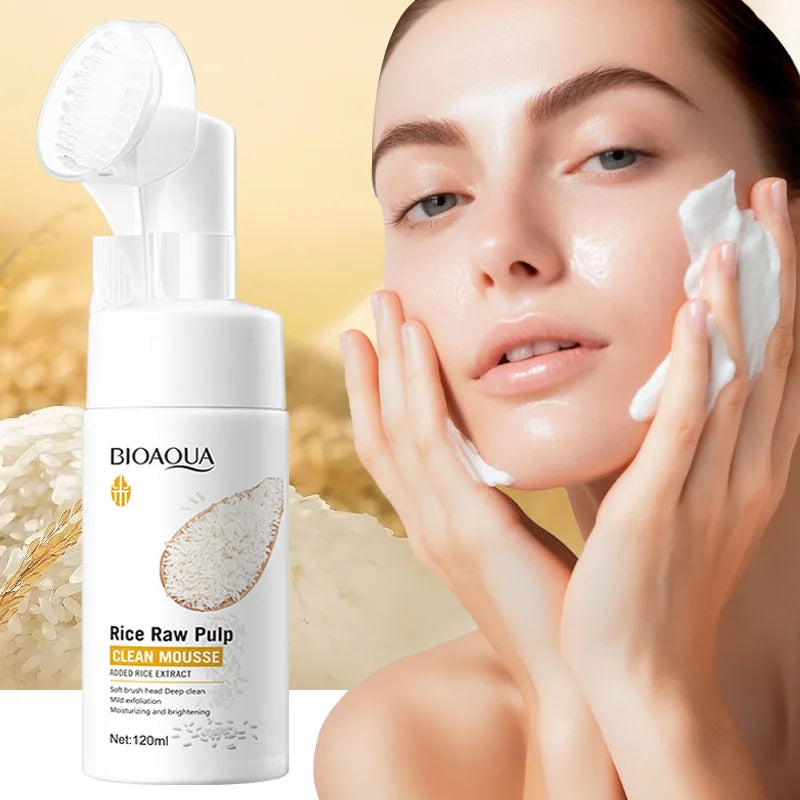 BIOAQUA White Rice Facial Cleanser Whitening Deep Cleansing Face Massage Moisturizing Anti-aging Face Wash Foam Facial Cleanser Halalzen
