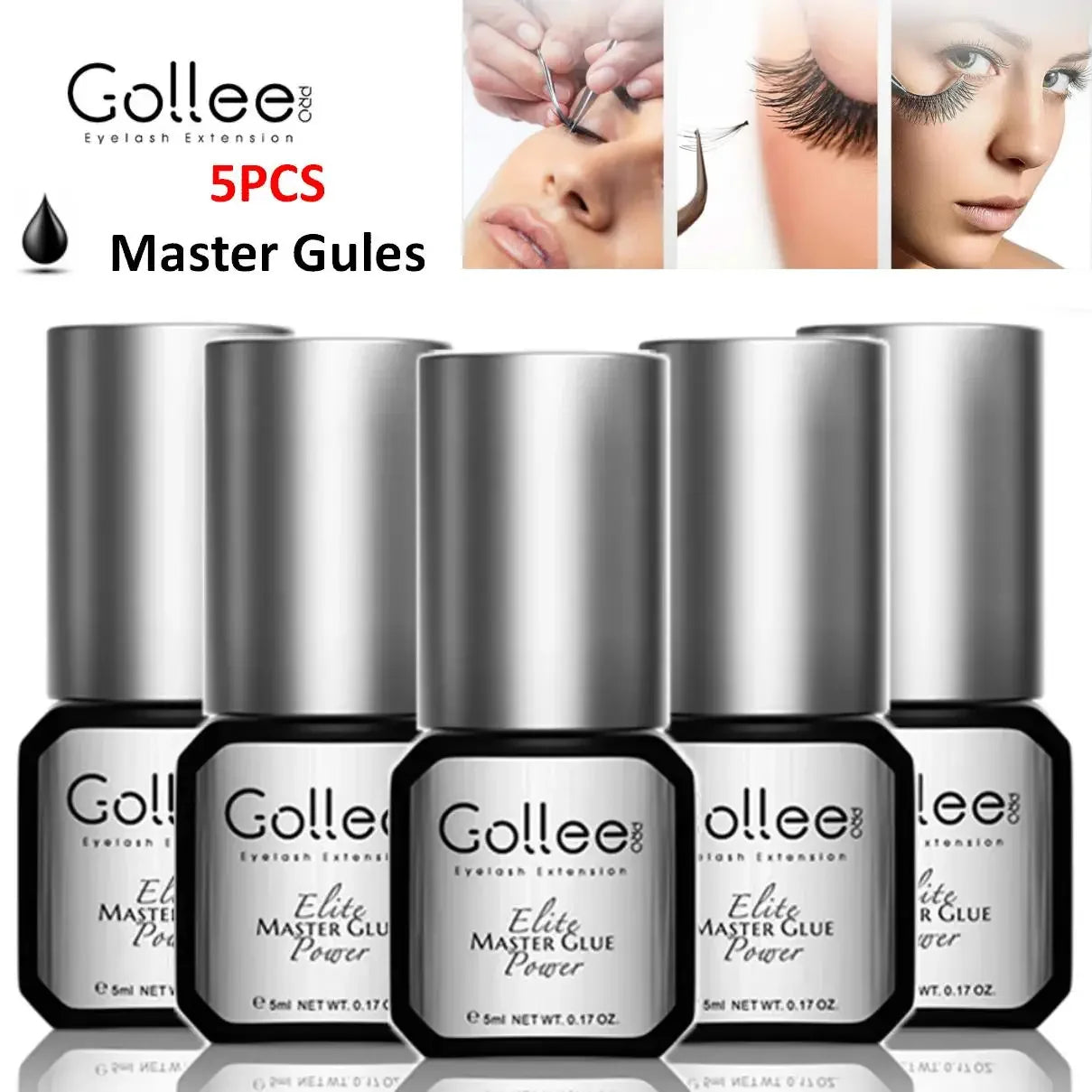 5Pcs Gollee 5ml Eyelashes Adhesive Glue Lash Bonder 15ml Low Odor False Eyelash Glue Waterproof Eye Lash Cosmetic Tools Makeup