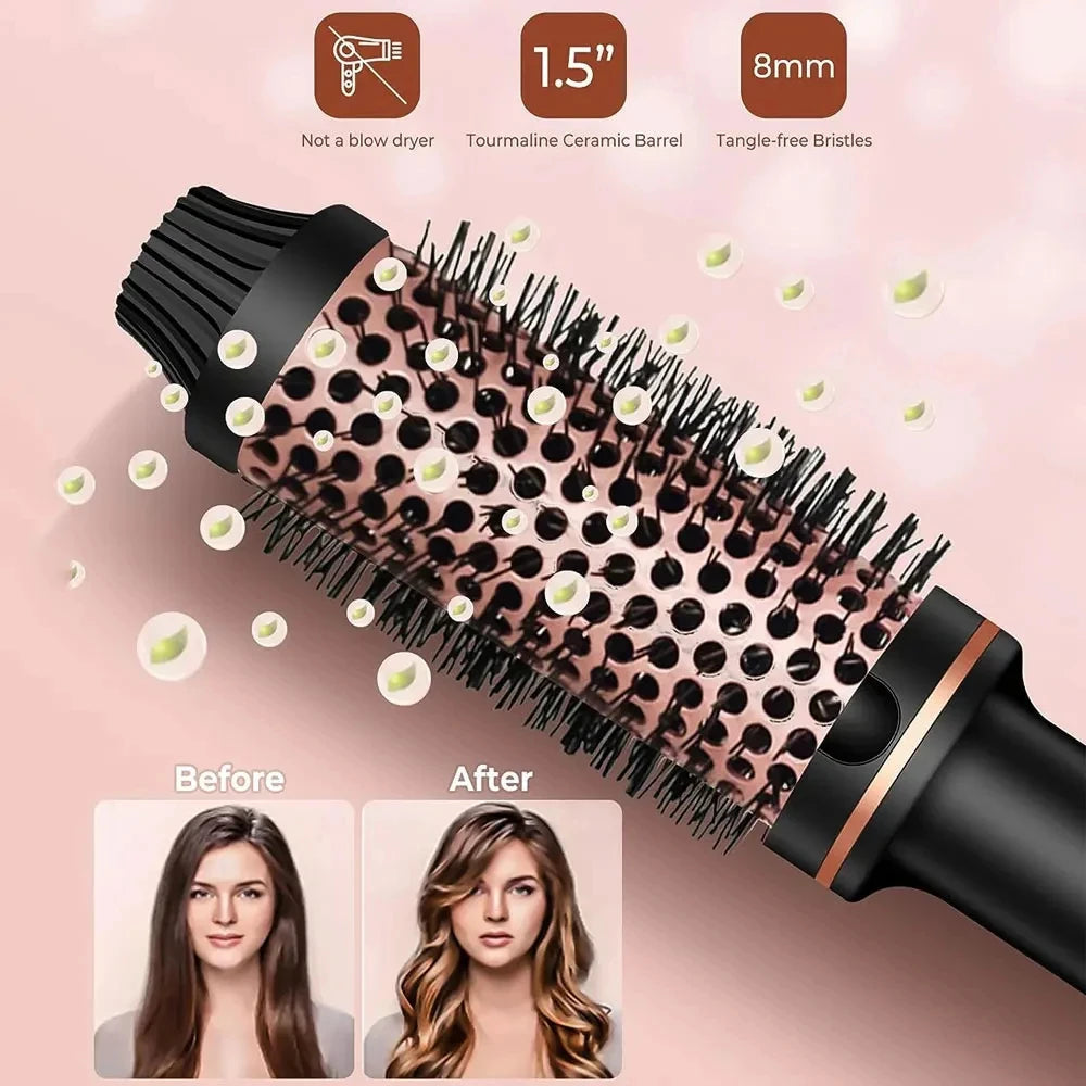 3 In 1 Ionic Hair Curler Straightener Professional Curling Iron Heated Hair Styling Brush Anti-Scald Thermal Brush Curl Wand Halalzen