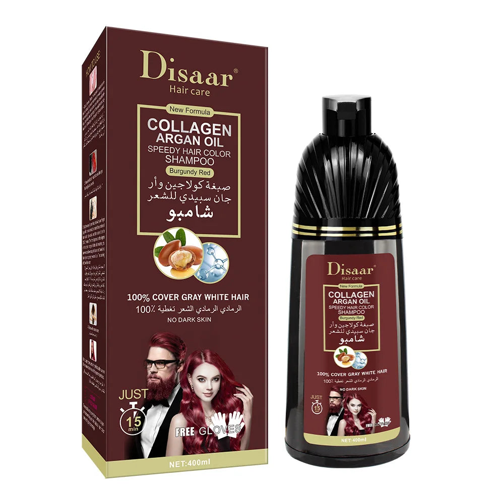 DISAAR 400ML Cover Grey Hair Morocco Argan Oil Care Fast Magic Black Hair Shampoo Dye Repair Damaged Improve Split Hair Rough