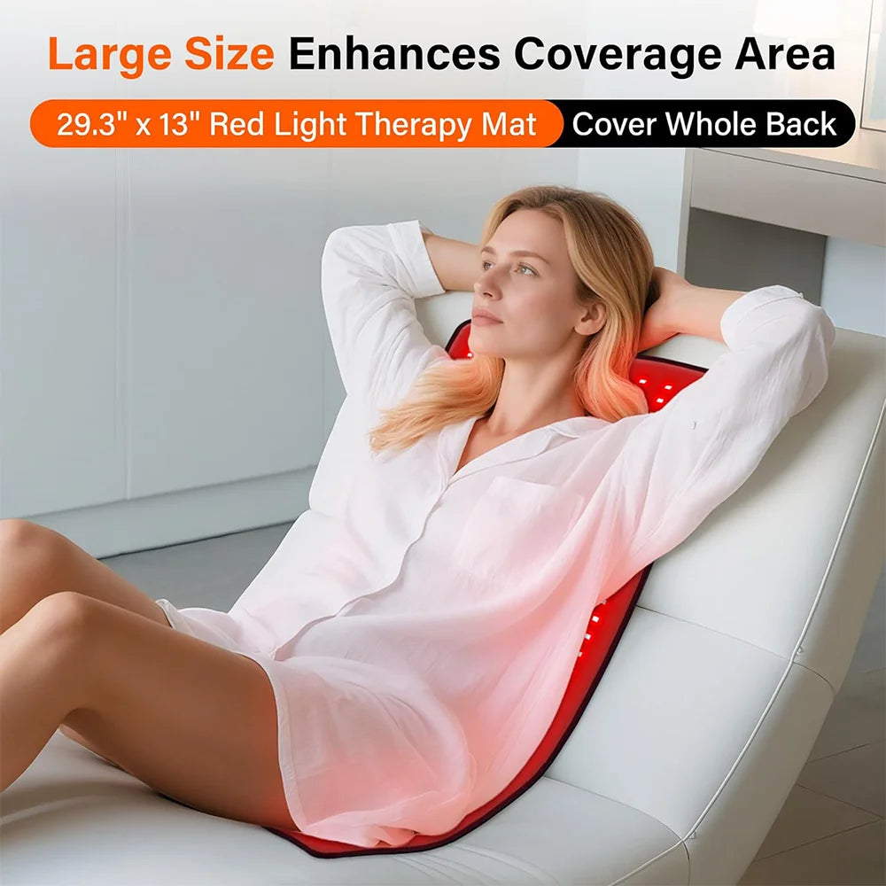 Red Light Therapy Mat for Body 330LEDs Red Light Therapy Pad 660nm&850nm Infrared Light Therapy for Shoulder Back Pain Relief
