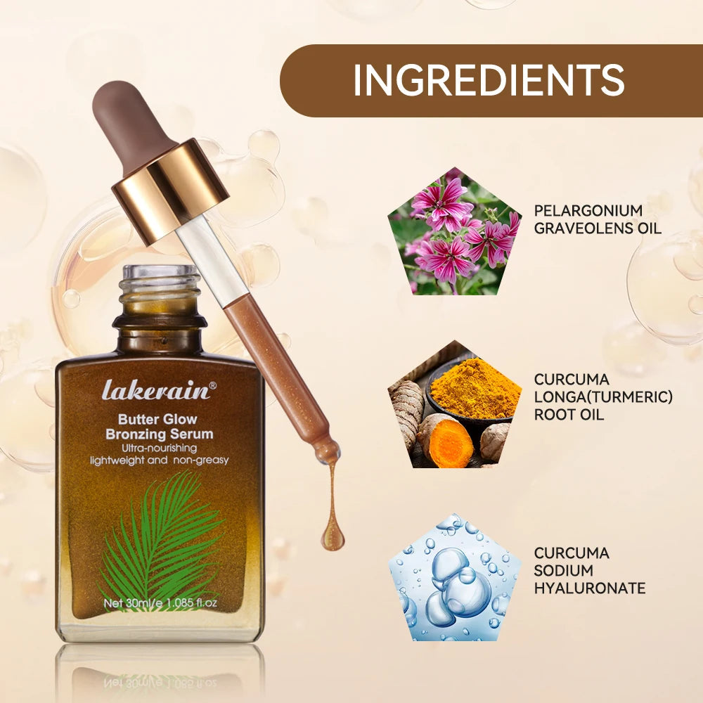30ml Butter Glow Bronzing Serum Innovative Nourishing Skincare Bronzing Drops for Radiant Natural Sunkissed Complexion Sunkissed Halalzen
