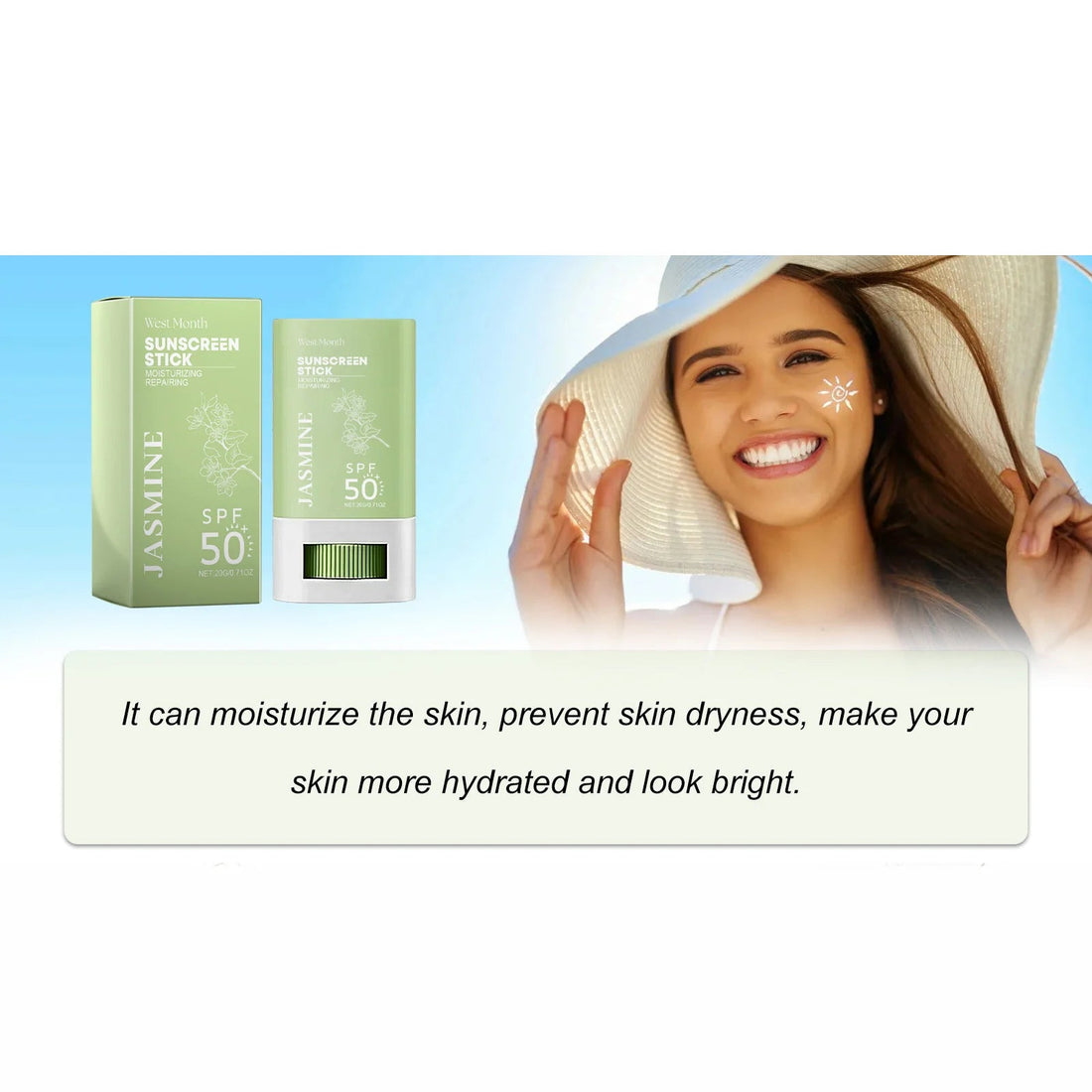 Spf 50+ Sunscreen Stick UV Protective Brightening Waterproof Sweatproof Refreshing Deep Moisturizing Lightweight Sunscreen Stick Halalzen