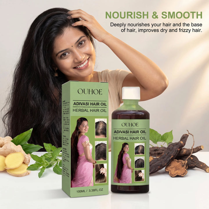 Herbal Hair Oil Nourishing Scalp Treatment Strengthening Serum For Dry Damaged Hair Vitamin E Ginger Root Extract Smoothing Frizz Deep Conditioning Moisturizing Anti Breakage 100ml