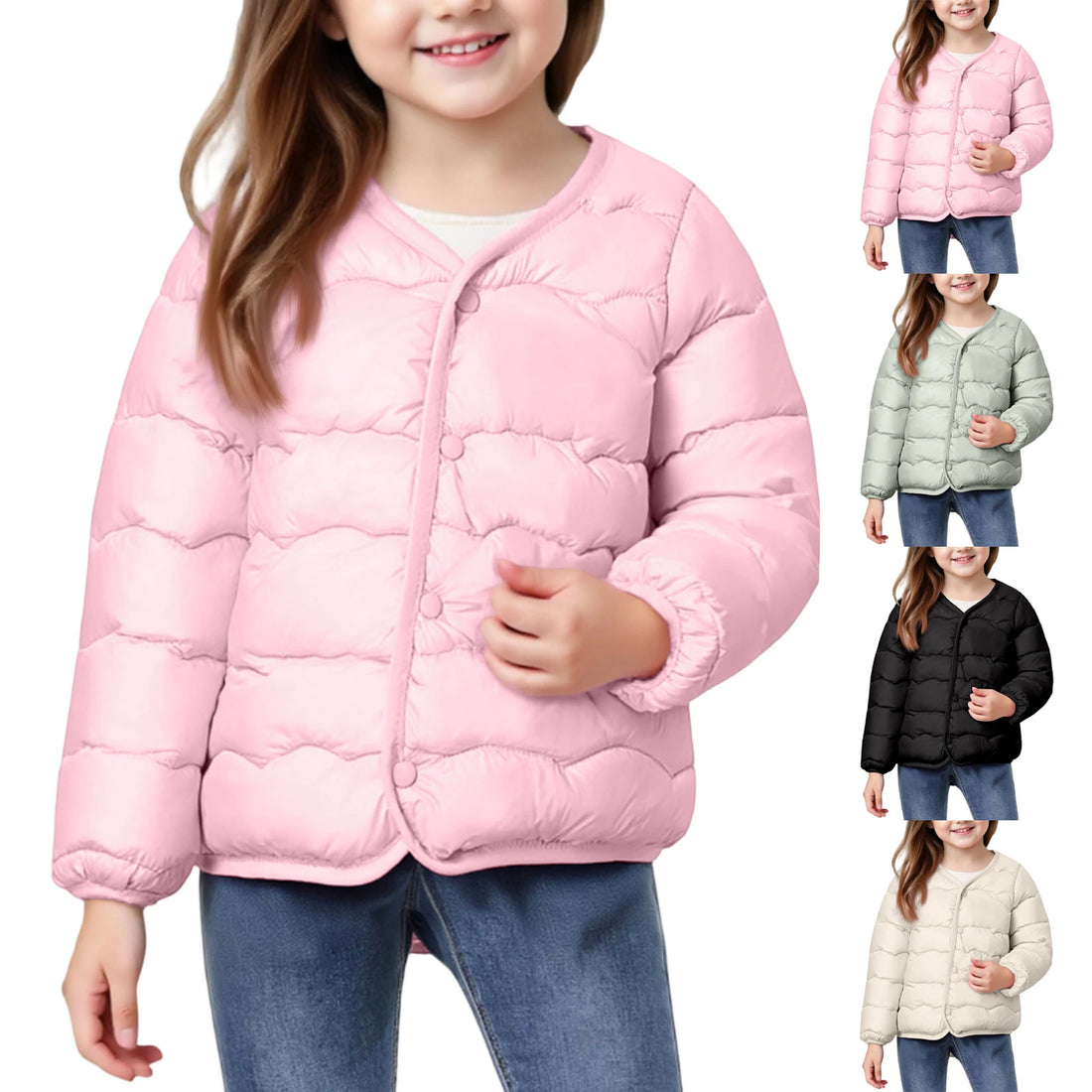 Girls' Jacket - Quilted Winter Coat For Kids