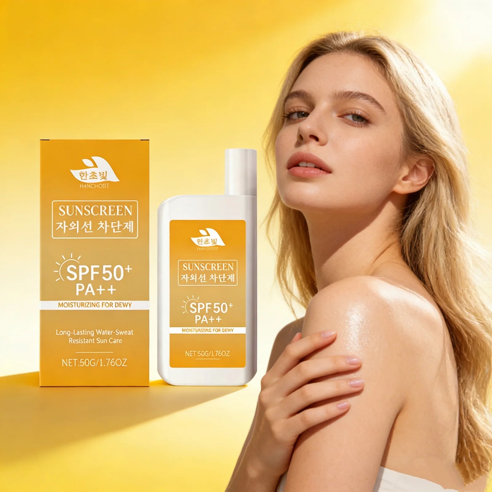 Lightweight Hydrating Sunscreen SPF 50++ Long Lasting UV Protection Fast Absorb No Sticky Oil Control Refreshing Sunblock Lotion Halalzen