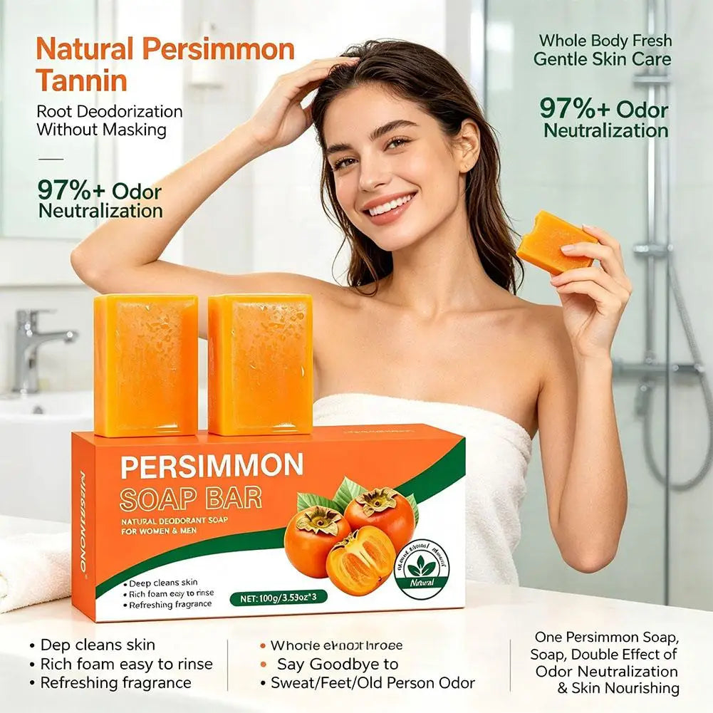 Persimmon Cleansing Soap Bar Exfoliating Brightening Deep Cleansing Deodorizing Soap Nourish Handmade Bath Soap For Skincare
