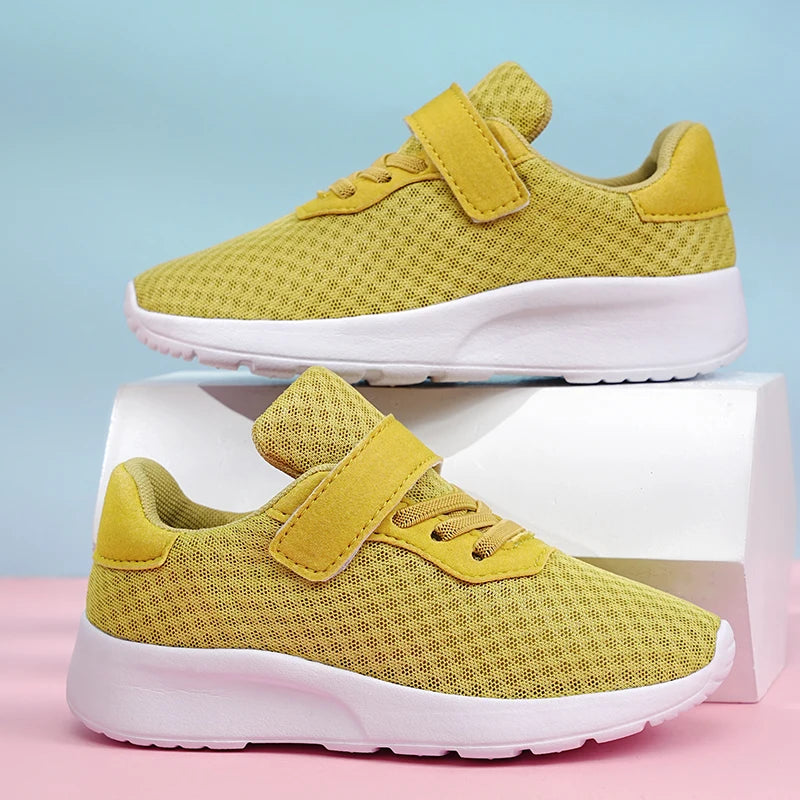 Children's shoes, girls' running and sports shoes, big children's and girls' breathable mesh surface, student shoes, soft soles,