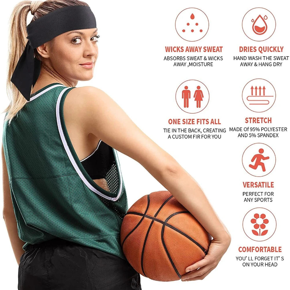 Men Women Sports Head Tie Headband Stretch Yoga Gym Hair Wrap Athletic Sweatband Elastic Gym Yoga Hairband Tennis Headwear