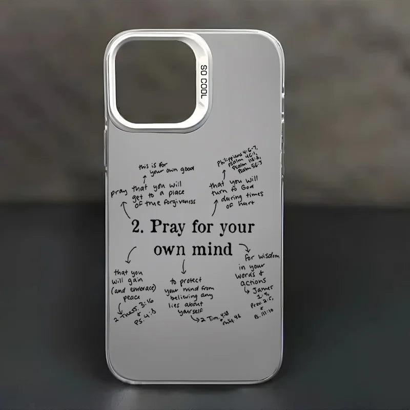 Hülle für iPhone 17 bis 11 Pro Max Plus, schwarz und silber, stoßfest, christliches Geschenk, Unisex.