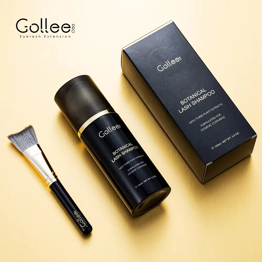 Gollee Eyelash 100ml Foam Cleaner for Clean Lashes Non-Irritating with Soft Brush Shampoo Eye Extension Clean Gentle Makeup Tool