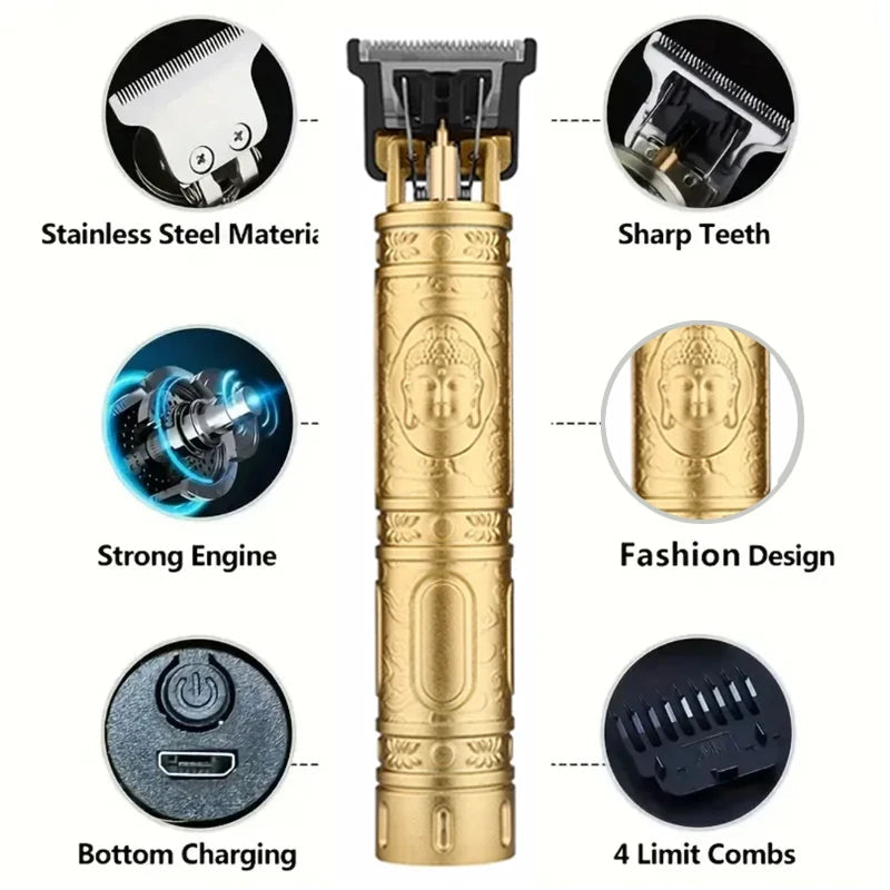 Electric Cutting Cordless Zero Gapped Trimmer Hair Clipper Professional Barber Shop Men's Haircut Machine for Beard Barbershop Halalzen