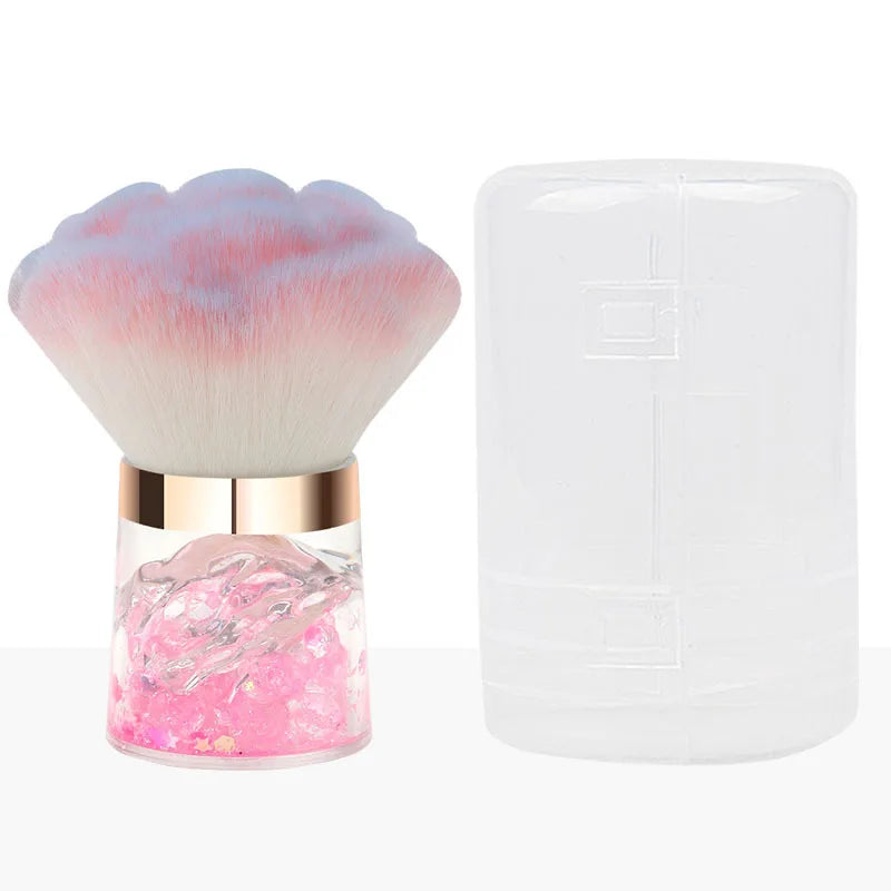 New fashion pink hair nail Dust Brush Portable blush Powder Brush Advanced Beauty tool makeup brush Halalzen