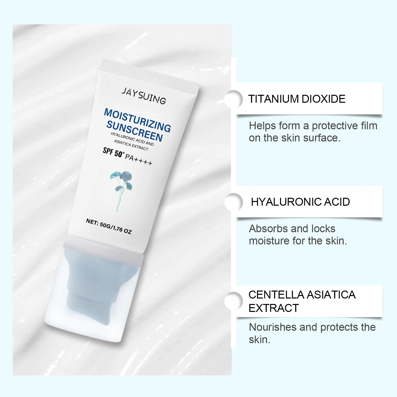 Centella Sunscreen Spf50+ Pa++++ Calming Moisturize Oily Sensitive Skin Soothing Long-Lasting UV Protection Sunblock Face Cream Halalzen