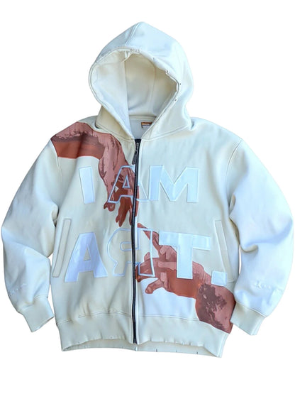 Y2K Fall Jackets for Women Oversize Letter Pattern Zip Up Hoodie Street Hip-hop Style Red Casual Jacket Unisex