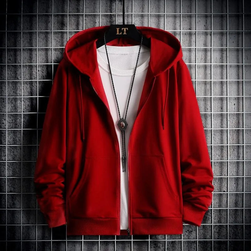 2025 Plush Lined Hoodie Men - Winter Thickened Zip Up Sweatshirt Youth Drop Shoulder Outerwear S-5XL College Style