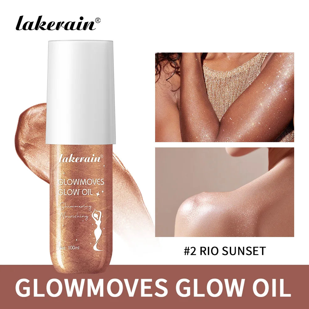 Lakerain 100ml Glowmoves Glow Oil Long Lasting Smoothing Nourishing Deep Moisturizing Shimmering Non-greasy Body Care Glow Oil