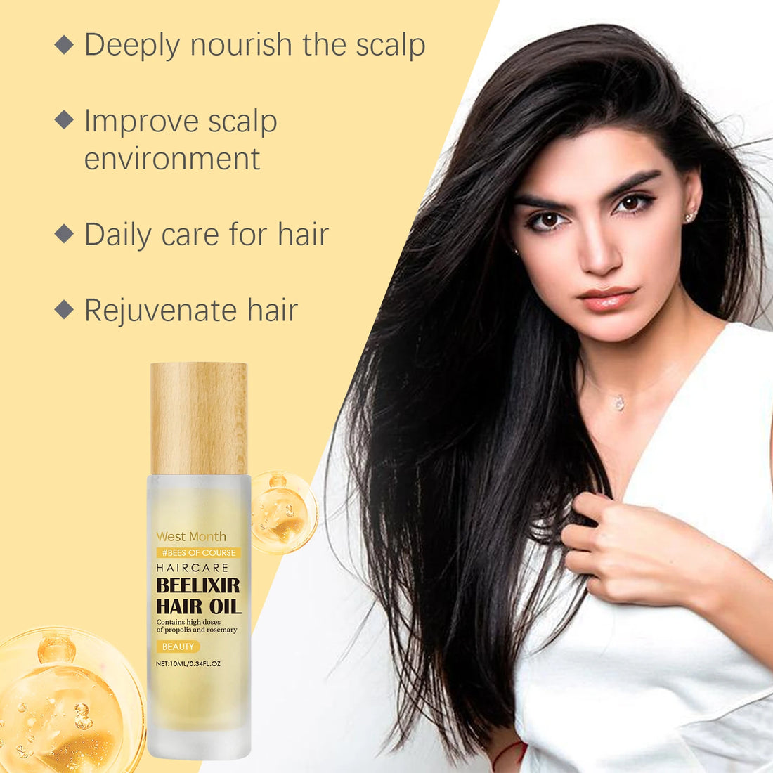 Honey Hair Oil Repair Dry Scalp Damaged Fragile Hair Helps Prevent Hair Loss Breakage Mild Formula Protects Health Hair 10ml