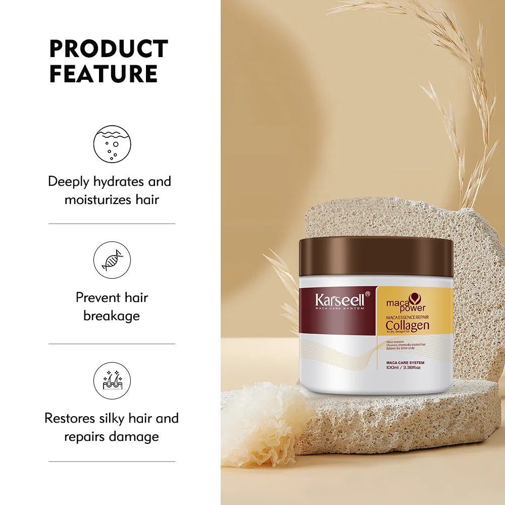 Karseell 100ML Collagen Hair Mask Deep Repair Damage Argan Oil Collagen Hair Treatment  Prevent Hair Breakage for All Hair Types Halalzen