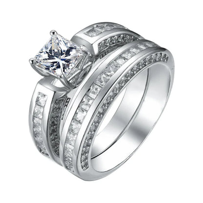 2pcs/set Alliance Engagement Wedding Rings For Women Jewelry Finger Rings, Party Gifts, Wedding Gifts, Birthday Gifts