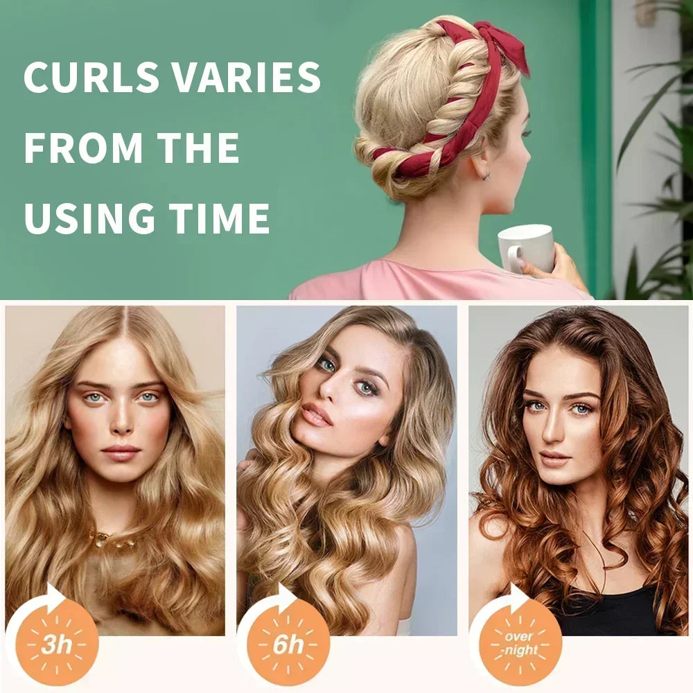Heatless Curling Rod Headband No Heat Hair Curlers Ribbon Lazy Hair Rollers Silk Curls Sleeping Soft Headband Hair Styling Tools Halalzen