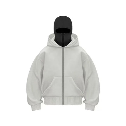 2025 Autumn/Winter Men's Zipper Double Hoodie Casual Sports Shirt with Hooded Mask Design Sports Jacket Top Outdoor Activities