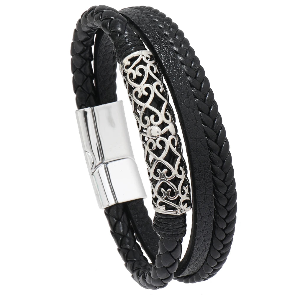 Hip-hop rock smyckesarmband armband mode gitarr PU-läderarmband för män