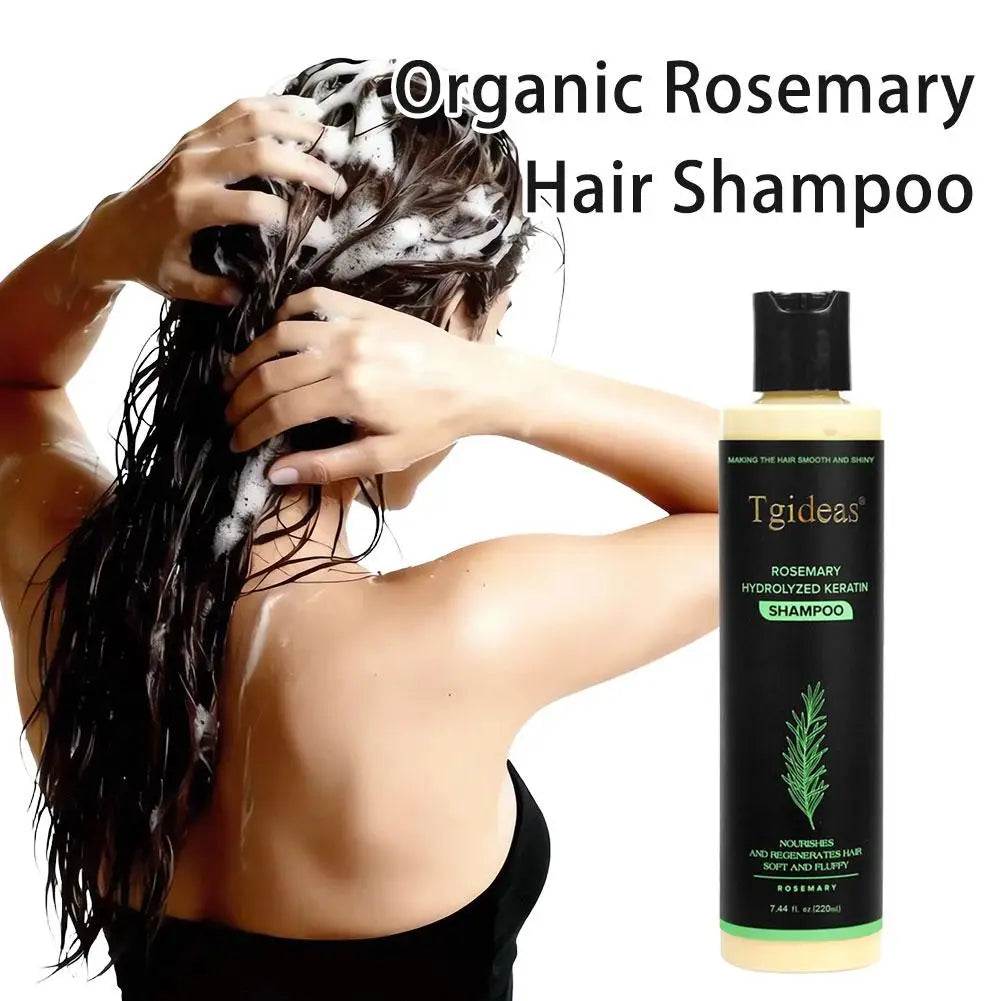 220ml Tgideas Natural Rosemary Hair Shampoo Organic Keratin Shampoo Silicone-Free Reduces Hair Loss Nourishes Scalp for Thicker