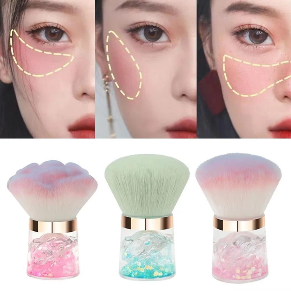 New fashion pink hair nail Dust Brush Portable blush Powder Brush Advanced Beauty tool makeup brush Halalzen