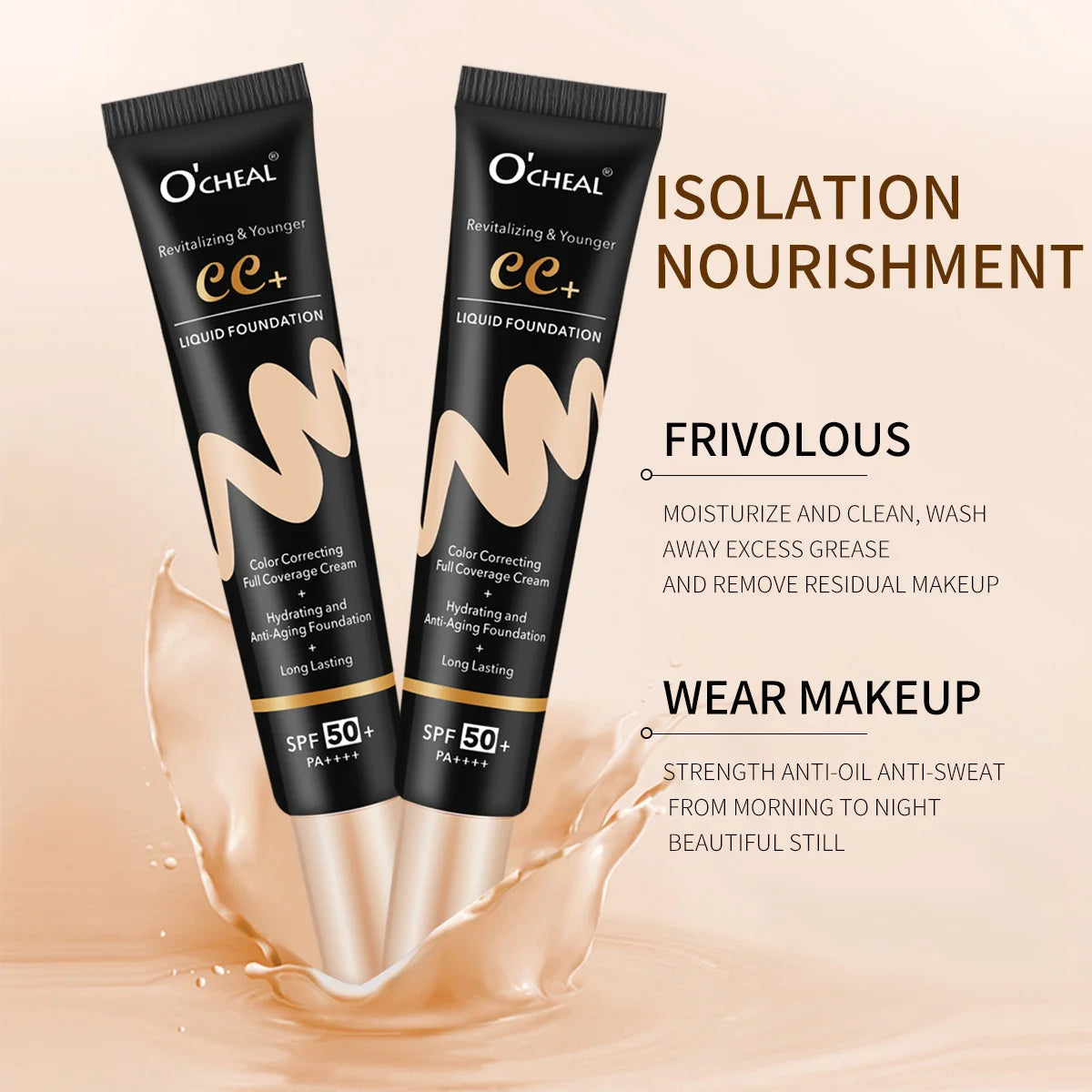 BB Cream SPF50 PA Plus Face Waterproof Foundation Long Lasting Brightening Primer Sunscreen Makeup Base Woman Makeup Cosmetics Halalzen