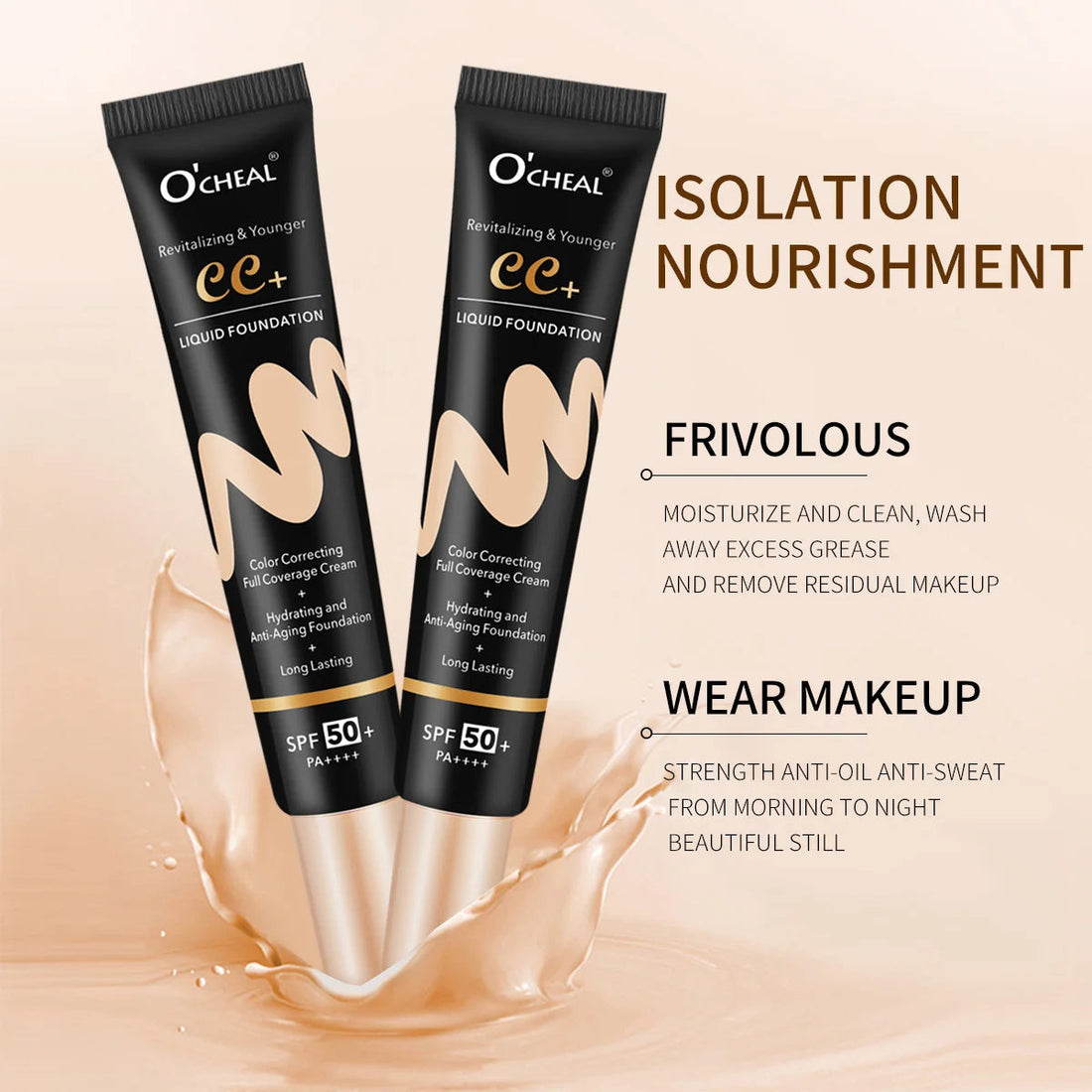 BB Cream SPF50 PA Plus Face Waterproof Foundation Long Lasting Brightening Primer Sunscreen Makeup Base Woman Makeup Cosmetics Halalzen